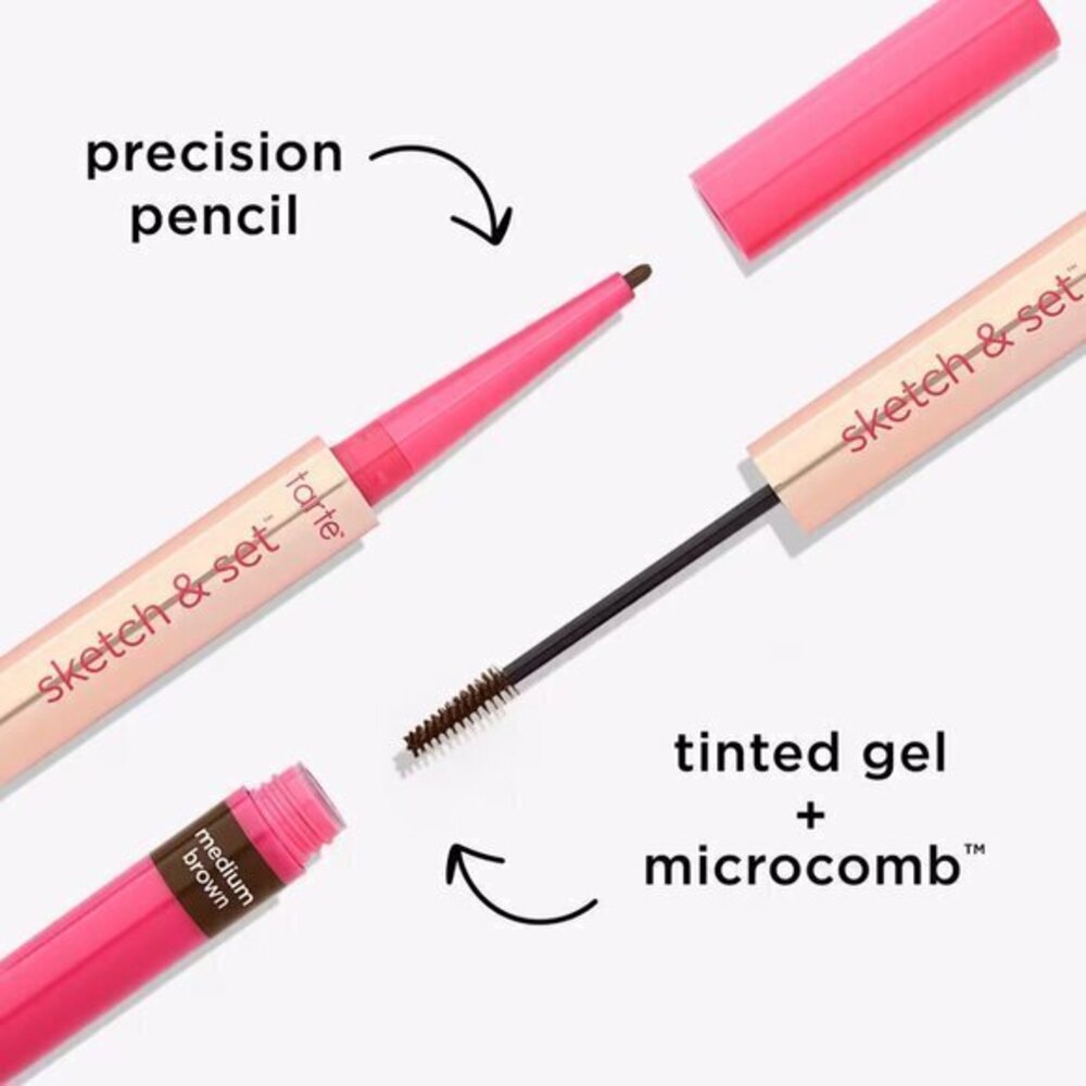 Tarte New Big Ego Sketch & Set Brow Pencil & Tinted Gel Medium & Dark Brown Hair